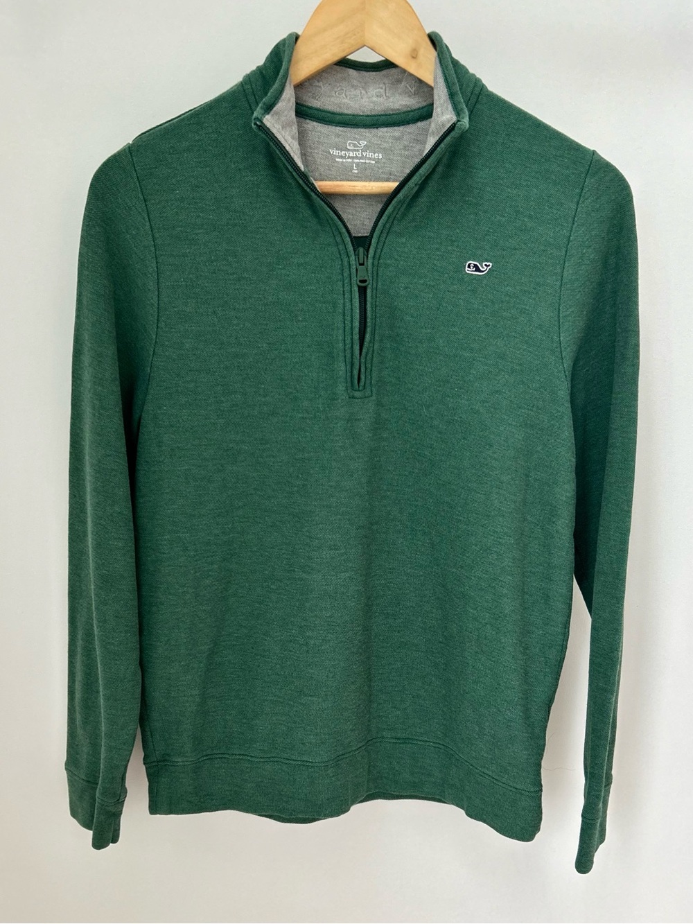 Vineyard Vines Youth L Pima Cotton Quarter Zip Pullover Green 19x24